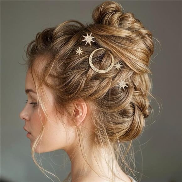 Anthropologie Gold Celestial Hair Clips - Picture 1 of 4